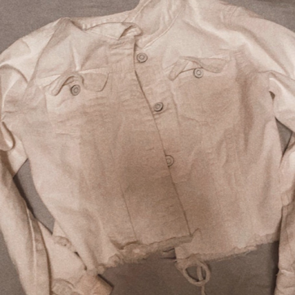 White Cropped Jean Jacket